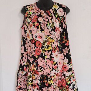 Fab'rik Floral Sleeveless Dress with Ruffle Hem Misses Size Medium